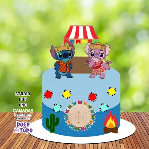 Topo de Bolo Festa Junina Stitch Studio/PDF/PNG