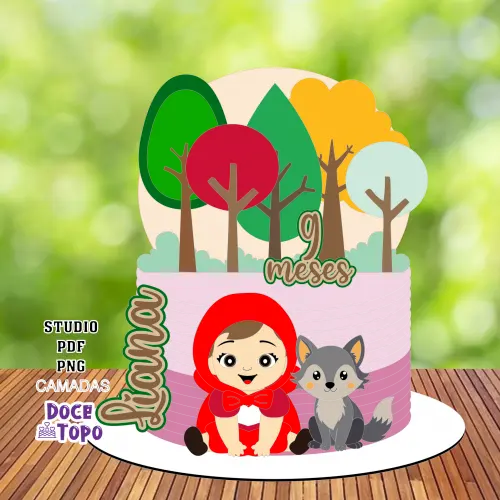 Topo de Bolo Chapeuzinho Vermelho 01 Studio/PDF/PNG