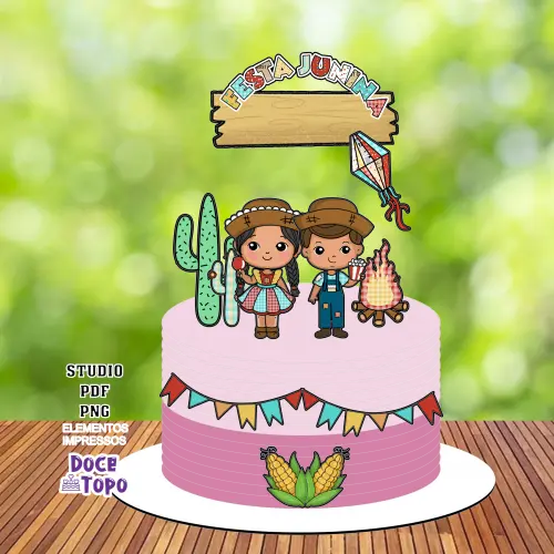 Topo de Bolo Festa Junina 33 Studio/PDF/PNG