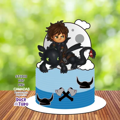 Topo de Bolo Como Treinar o seu Dragão 03 Studio/PDF/PNG