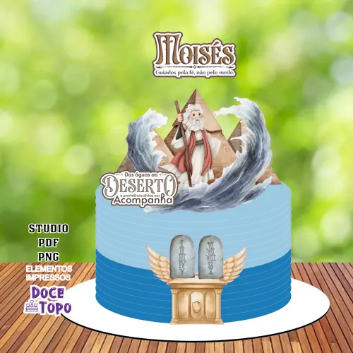 Topo de Bolo Cristão - Moisés 01 Studio/PDF/PNG