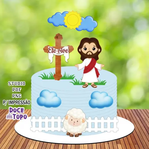 Topo de Bolo Cristão 09 Studio/PDF/PNG