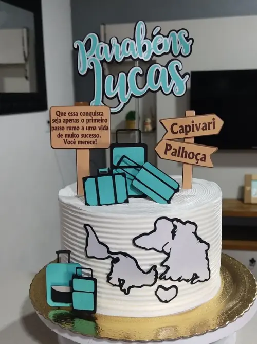 Topo de Bolo Viagem 01 Studio/PDF/PNG