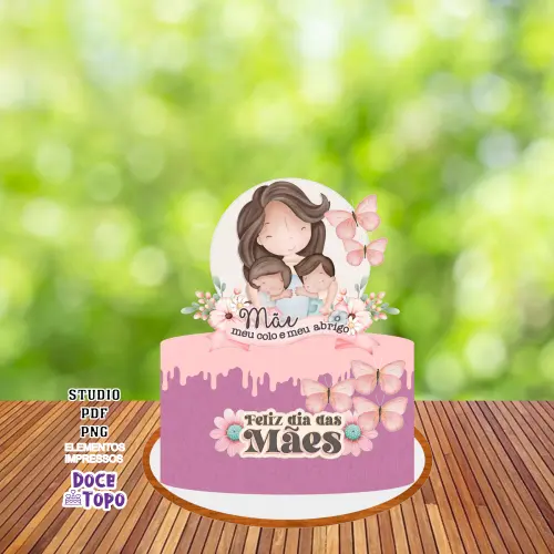 Topo de Bolo Dia das Mães 04 Studio/PDF/PNG