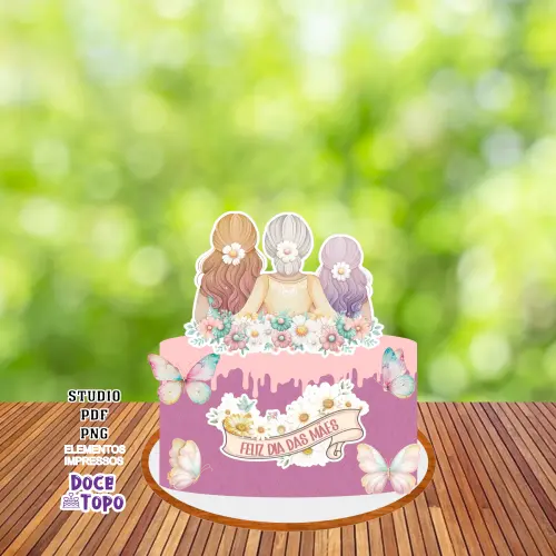 Topo de Bolo Dia das Mães 07 Studio/PDF/PNG