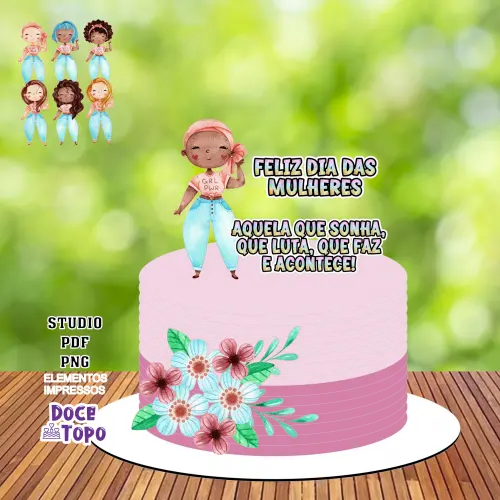 Topo de Bolo Dia das Mulheres 01 Studio/PDF/PNG