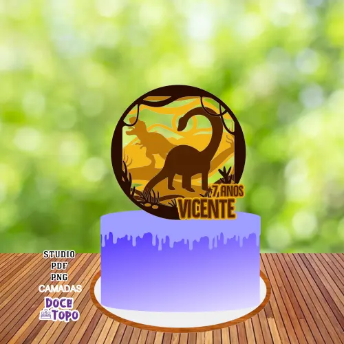 Topo de Bolo Dinossauros 05 Studio/PDF/PNG