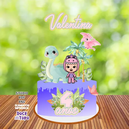 Topo de Bolo Dinossauros 08 Studio/PDF/PNG