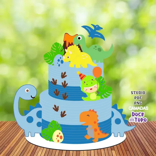 Topo de Bolo Dinossauros 09 Studio/PDF/PNG
