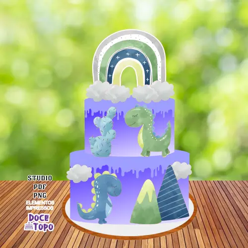 Topo de Bolo Dinossauros 11 Studio/PDF/PNG