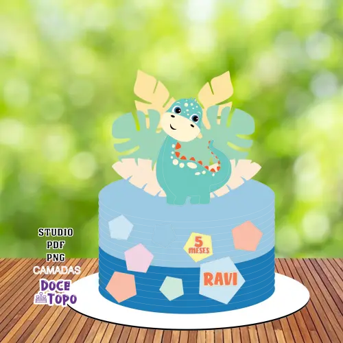 Topo de Bolo Dinossauros 12 Studio/PDF/PNG