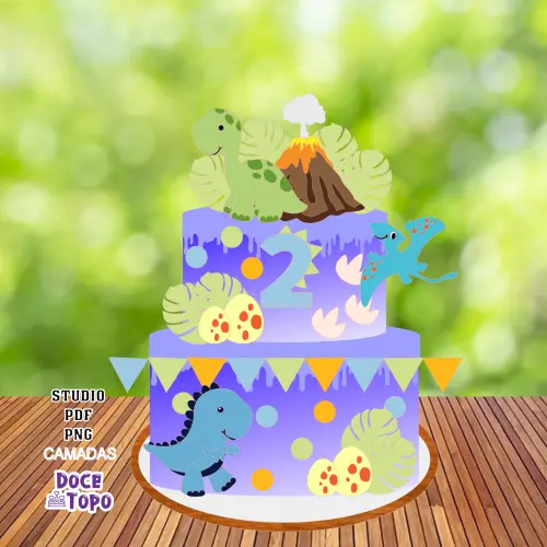 Topo de Bolo Dinossauros 16 Studio/PDF/PNG