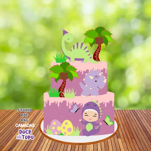 Topo de Bolo Dinossauros 27 Studio/PDF/PNG