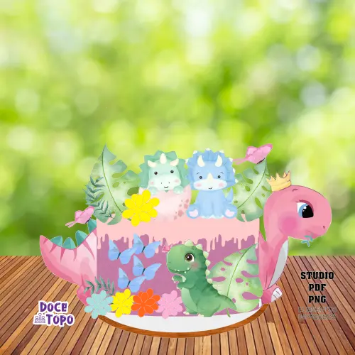 Topo de Bolo Dinossauros Baby Studio/PDF/PNG