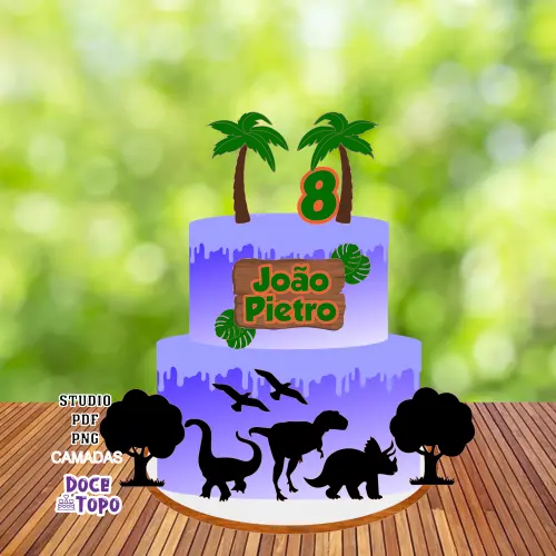 Topo de Bolo Dinossauros Jurassic 01 Studio/PDF/PNG