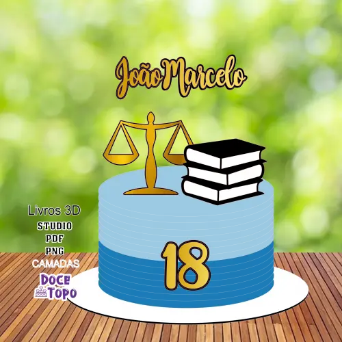 Topo de Bolo Direito Livros 01 Studio/PDF/PNG