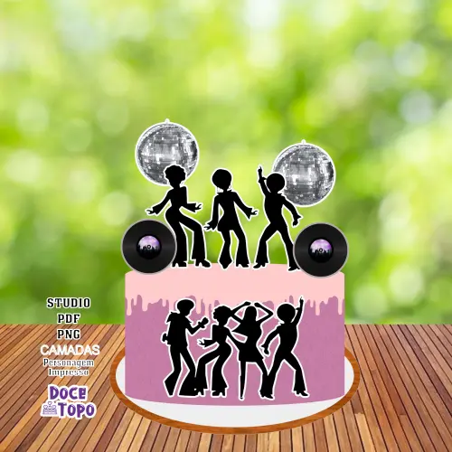 Topo de Bolo Disco Studio/PDF/PNG