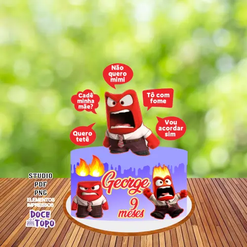 Topo de Bolo Divertidamente Raiva 01 Studio/PDF/PNG