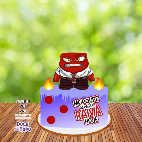 Topo de Bolo Divertidamente Raiva 02 Studio/PDF/PNG