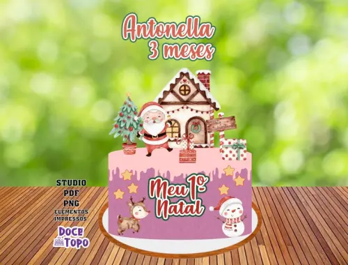 Topo de Bolo Doce Natal Studio/PDF/PNG