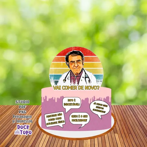 Topo de Bolo Dr Now Quilos Mortais Studio/PDF/PNG