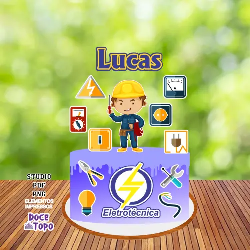 Topo de Bolo Eletrotécnica Studio/PDF/PNG