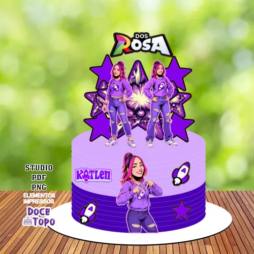 Topo de Bolo Katlen dos Rosas 02 Studio/PDF/PNG