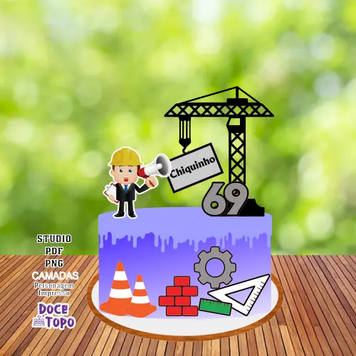 Topo de Bolo Engenheiro 01 Studio/PDF/PNG