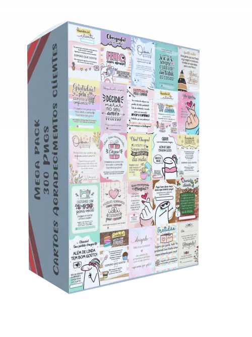 Kit Digital Png Mega Pack 300 Cartões Agradecimentos Embalagens Clientes