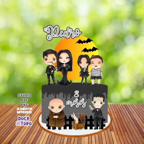 Topo de Bolo Família Adams 01 Studio/PDF/PNG