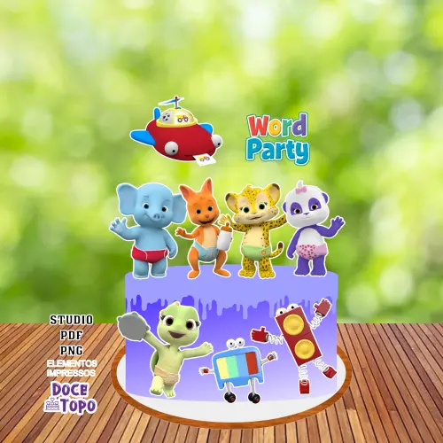 Topo de Bolo Festa de Palavras - Word Party 01 Studio/PDF/PNG