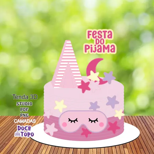 Topo de Bolo Festa do Pijama 01 Studio/PDF/PNG