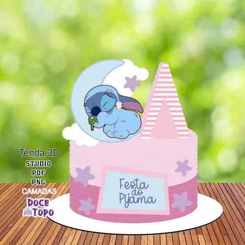 Topo de Bolo Festa do Pijama 02 Studio/PDF/PNG