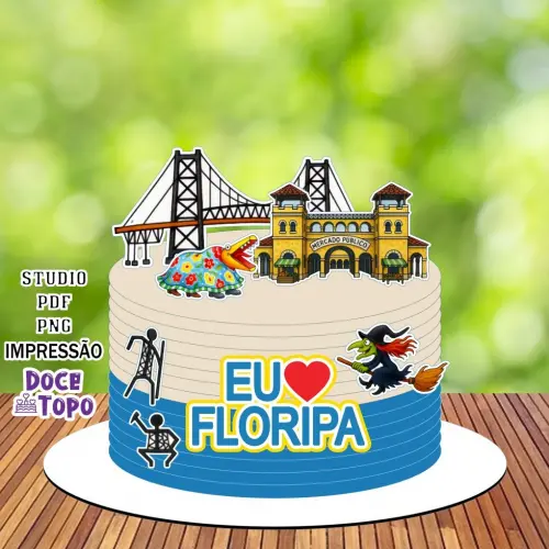 Topo de Bolo Floripa 02 Studio/PDF/PNG