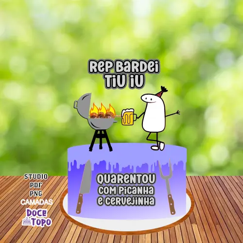Topo de Bolo Flork Churrasco 01 Studio/PDF/PNG