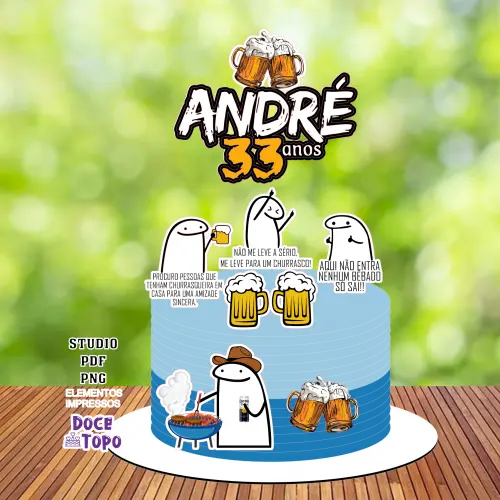 Topo de Bolo Flork Churrasco 02 Studio/PDF/PNG