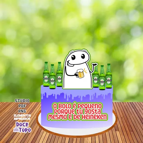 Topo de Bolo Flork Heineken 02 Studio/PDF/PNG