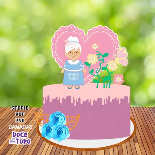 Topo de Bolo Avó 04 Studio/PDF/PNG