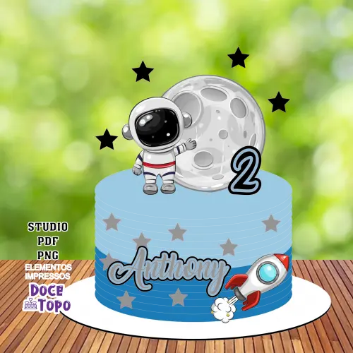 Topo de Bolo Astronauta 14 Studio/PDF/PNG
