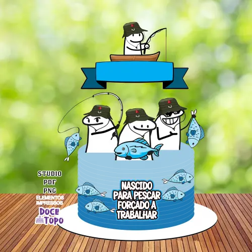 Topo de Bolo Flork Pescaria 02 Studio/PDF/PNG