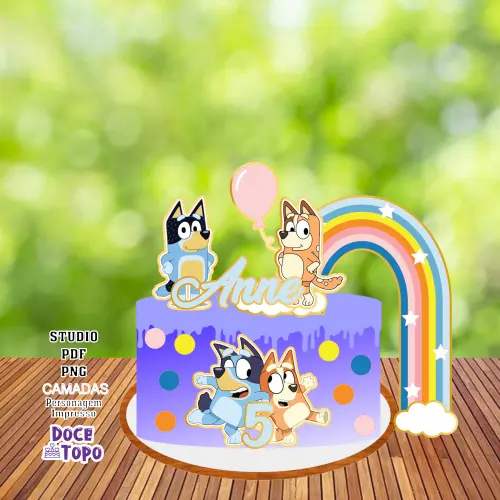 Topo de Bolo Bluey e Bingo 02 Studio/PDF/PNG