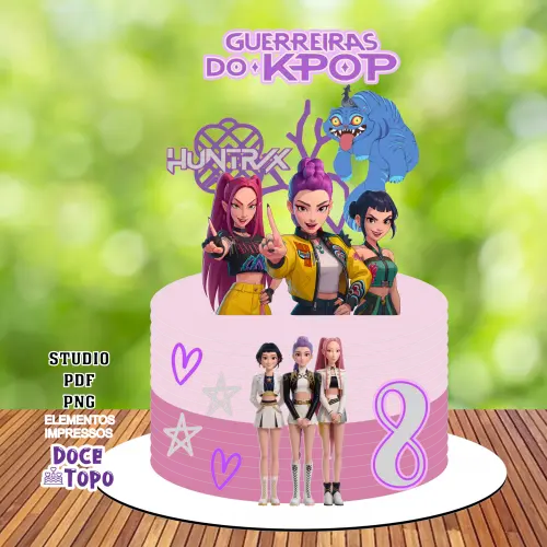 Topo de Bolo Guerreiras do K-Pop 01 Studio/PDF/PNG