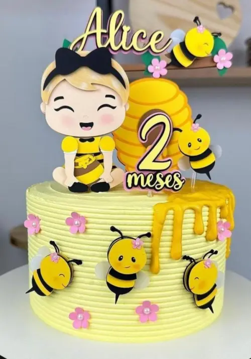 Topo de Bolo Abelhinha 19 Studio/PDF/PNG