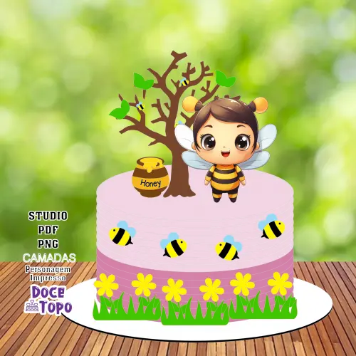 Topo de Bolo Abelhinha 22 Studio/PDF/PNG