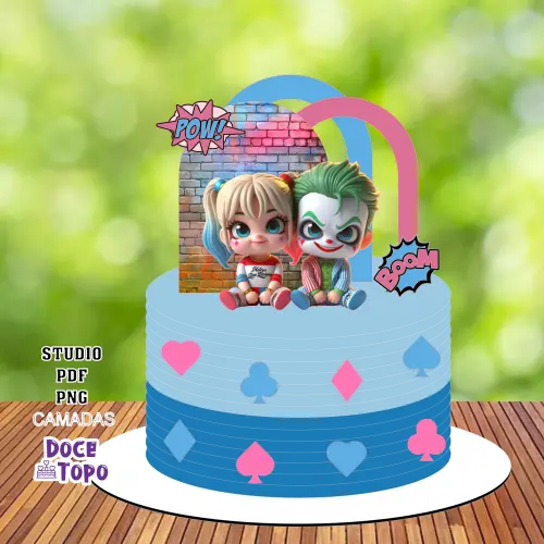 Topo de Bolo Arlequina 08 Studio/PDF/PNG