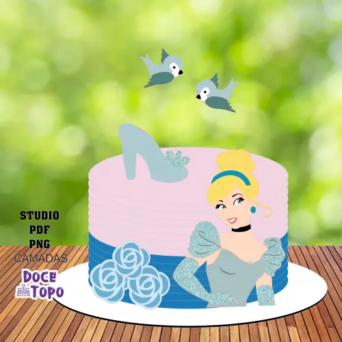 Topo de Bolo Cinderela 04 Studio/PDF/PNG
