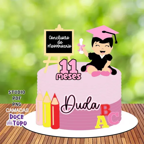 Topo de Bolo Formatura Mesversário 01 Studio/PDF/PNG