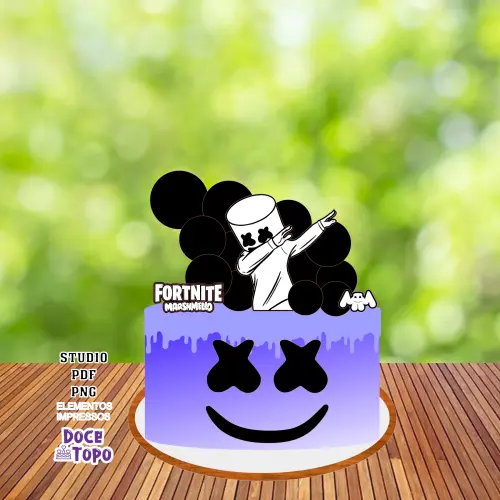 Topo de Bolo Fotnite Marshmello Studio/PDF/PNG