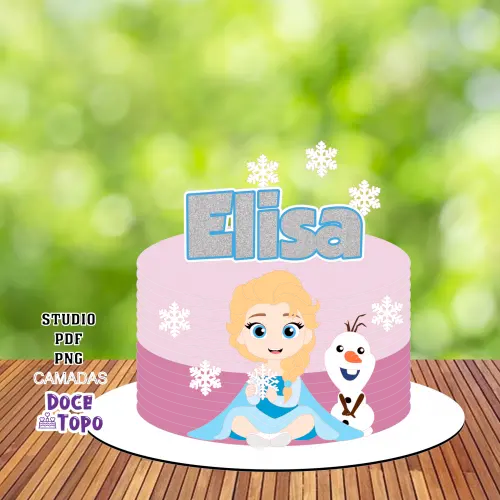 Topo de Bolo Frozen Elza 01 Studio/PDF/PNG