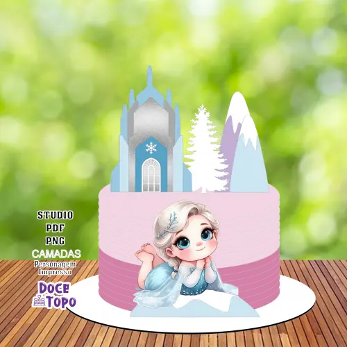 Topo de Bolo Frozen Elza 02 Studio/PDF/PNG